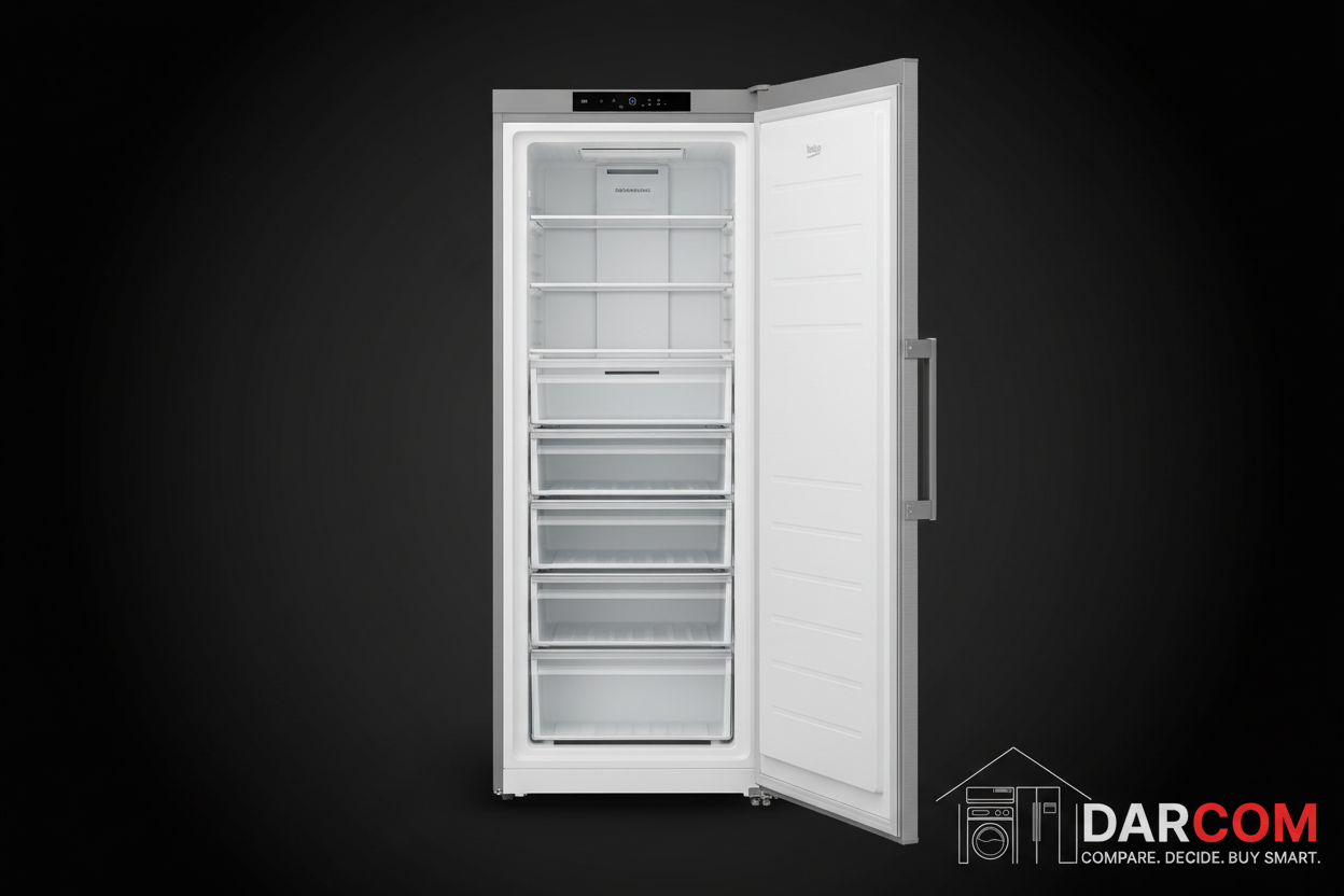 Beko RFNE451XB Upright Freezer 286L - 8 Drawers - Inox Prenbia