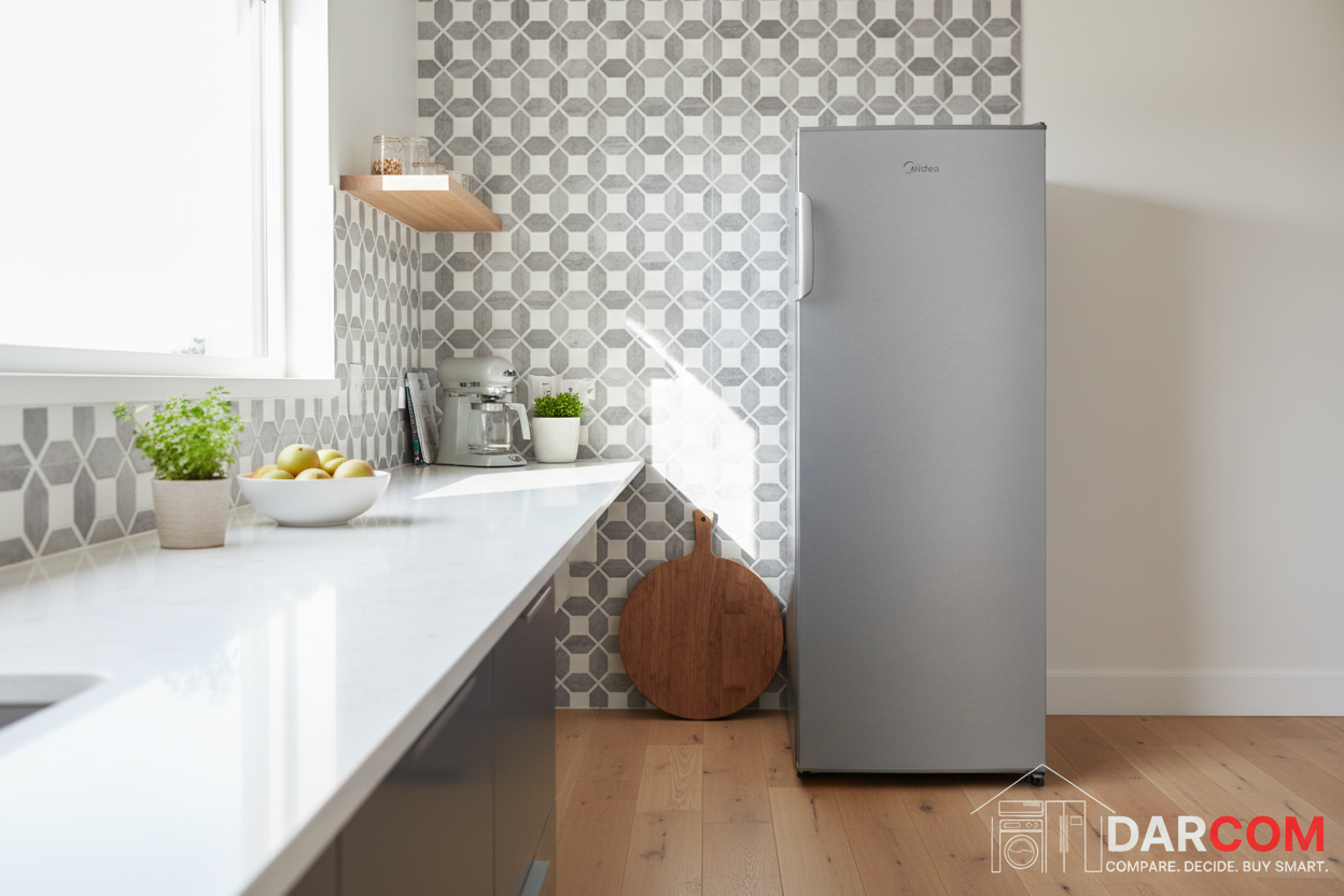 Midea MDRU229FZF02 Upright Freezer - 165L 5-Drawer Silver